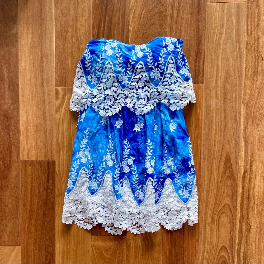 Angel biba strapless embroidered eyelet dress LF